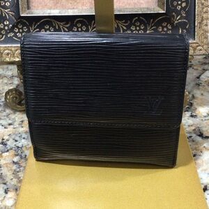 Louis Vuitton Black Epi Double Sided Authentic Wallet EUC